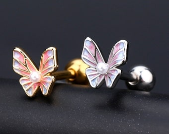 16G Cartilage Earring/Helix Earring/Conch Earring/Butterfly Tragus Piercing Jewelry/Cartilage Stud/Stud Earrings/Valentines Gifts for her
