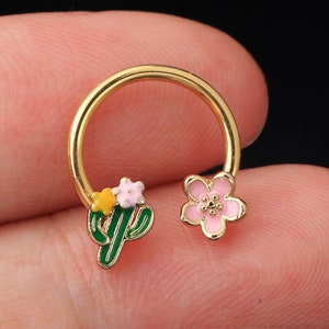 16G Flower Septum Ring/Daith Earring/Gold Septum Piercing Jewelry/Hoop Earring/Cartilage Earring/Helix Tragus Conch Nose Earrings/Gift