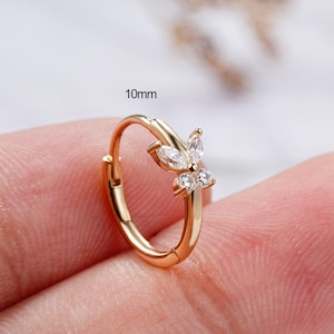 20G 14K Solid Gold Earring Hoop/Butterfly Cartilage Hoops/Dainty Gold Huggie Hoop Earrings/Small Hoops/Nose Piercings/mother&#39;s day gift