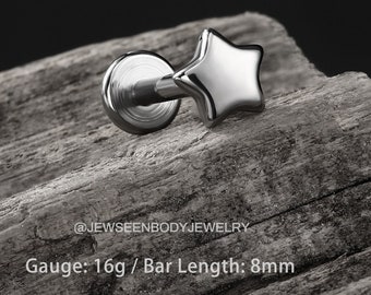 16g Lip Stud/ Titanium Flat Back Earrings/ Internally Threaded Cartilage Stud/ Nose Stud/ Stud Earring/ Tragus Earring/ Helix Jewelry