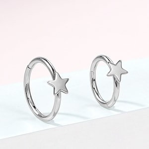 Cerchio a stella da 16 g, 18 g, 20 g, orecchino Daith, anello al naso, piercing all'elica, orecchino al trago, cerchio per cartilagine, gioielli a stella, cerchio Daith, clicker con cerniera