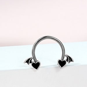 16g Heart Septum Piercing/Horseshoe Circular Barbell/Horseshoe Jewelry/Nose Jewelry/Nose Hoop/Septum Ring/Black Friday