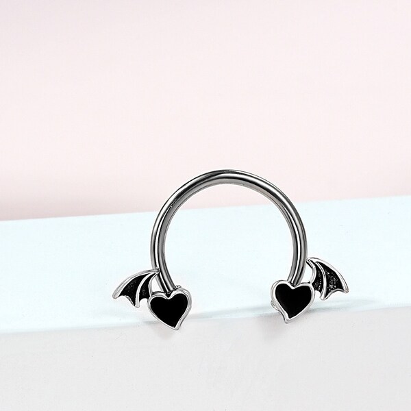 16g Herz Septum Piercing/Horseshoe Circular Barbell/Horseshoe Schmuck/Nasenschmuck/Nasen Hoop/Septum Ring/Black Freitag
