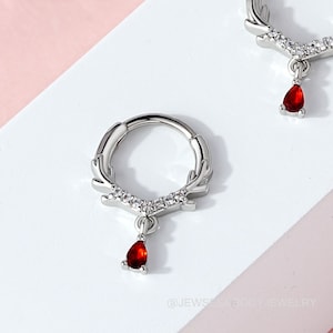 16G baumeln rot CZ Nase Ring Hoop/Nase Hoop/Daith Hoop/Knorpel Hoop/Conch Schmuck/Tragus Ohrring/Nase Piercing