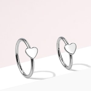 16g 18G 20g Hoop/Daith Earring/Nose Hoop/Helix Piercing/Tragus Earring/Cartilage Hoop/Helix Hoop/Heart Jewelry/Daith Hoop/Hinged Clicker