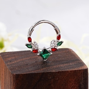16G Christmas Septum Ring/Cartilage Earring/Helix Earring/Daith Piercing/Hoop Earring/Clicker Hoop/Septum hoop/Nose Ring/Christmas Jewelry