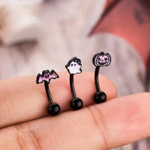 3PCS 16G Halloween Rook Earring/Curved Barbell/Eyebrow Ring/Daith Earring/Dangle Cartilage Earring/Tragus Piercing Jewelry/Gifts for her