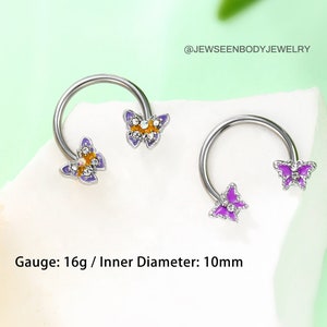 16G Butterfly Septum Ring,Daith Earring,Hoop Earring,Cartilage Earring,Conch,Helix Earring,Tragus Piercing Jewelry,horseshoe earrings