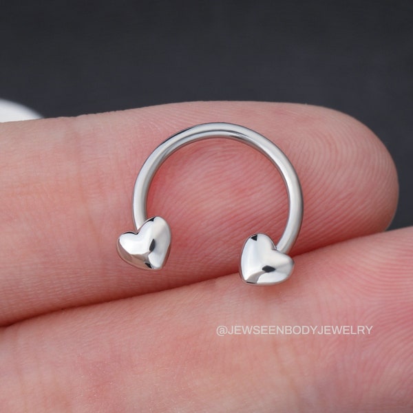 16G Septum Ring/Cute Septum Piercing Jewelry/8mm 10mm/Unique Daith Earring/Heart Helix Tragus Conch/Cartilage Earring/Hoop Earring