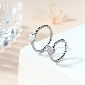 18G Hoop/Daith Earring/Nose Hoop/Helix Piercing Jewelry/Tragus Earring/Cartilage Hoop/Helix Hoop/Heart Jewelry/Daith Hoop/Hinged Clicker
