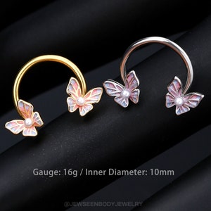 16G Butterfly Septum Ring/Daith Earring/Helix Piercing/Tragus Jewelry/Cartilage Earring/Nose Ring Hoop/Piercing Jewelry/Gifts for her