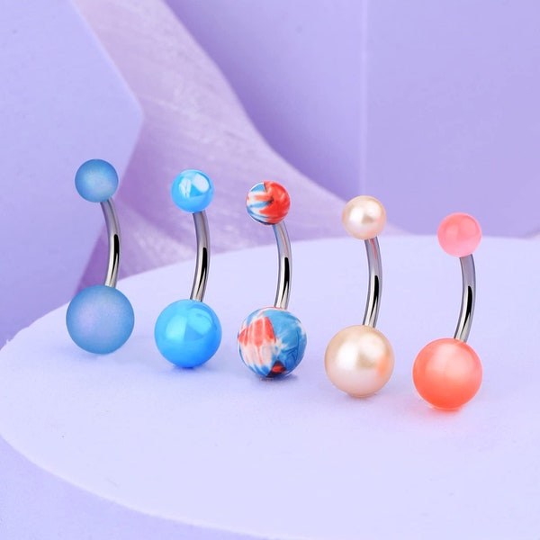 5PCS Belly Button Ring/14G Belly Ring/Surgical Steel Navel Piercing/Navel Ring/Piercing Jewelry/Belly Barbell/Christmas Gift/Black Friday