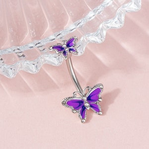 14G Motyl Kolczyk do pępka/Kolczyk do pępka/Kolczyk do pępka/Biżuteria do pępka/Sztanga do pępka/Zakrzywiona sztanga/Czarny piątek/Prezent na Boże Narodzenie/Halloween