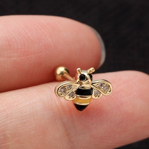 16G Golden Bee roestvrijstalen kraakbeenstekker/kraakbeenpiercing/helixpiercing/tragusstekers/bijensieraden/valentijnskaarten Cadeaus voor haar