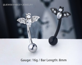 Bat Rook Piercing Jewelry/Rook Earring/Cartilage Earring/Eyebrow Ring/Eyebrow Piercing/Curved Barbell/ Gift for Her/ Halloween Jewelry