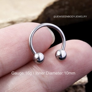 16G Septum Ring,Circular Bent with Balls Ends Horseshoe,Nose Ring Hoop,Daith Earring,Cartilage Piercing Jewelry,Helix,Tragus,Conch Earring