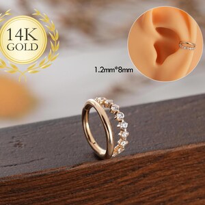 Solid Gold Double Hoop/helle Ohrringe/Creolen Clicker/Knorpel Creolen/Helix Schmuck/Muschelschmuck/Helix Knorpel Ohrring/Weihnachtsgeschenk