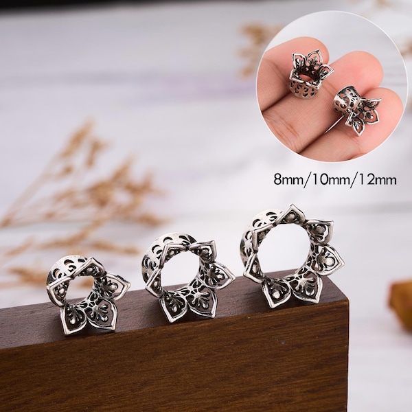 Handmade Floral Ear Gauges, Gauge & Plug Earrings, Boho Stretchers, Breathable Ear Gauges, 00G 0G 1/2" Plugs Gauge, Ear Plugs