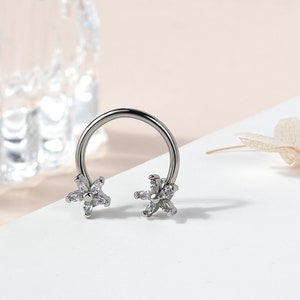 16G Flower Hoop/Septum Ring/Nose Ring/Helix Jewelry/Daith Earring/Cartilage Earring/Minimalist Earrings/Monther's day/Horseshoe Ring