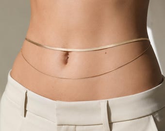 Waist Chain, belly chain gold, Adjustable Stainless Steel Belly Chain, Beach Body Jewelry