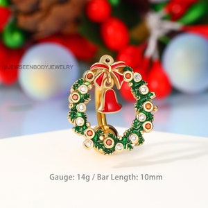 Christmas Reverse Belly Button Ring/Top Down Belly Ring/Navel Ring/Navel Piercing Jewelry/Belly Barbel/ Belly Piercing/Black Friday/Gift