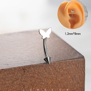 16G Titanium Butterfly Rook Earring/Curved Barbell/Eyebrow Ring/Daith Earring/Star Screw Cartilage Earring/Rook Piercing Jewelry/Gifts