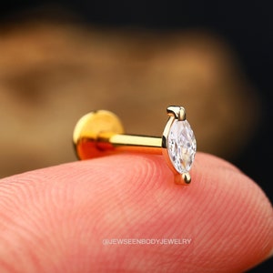 16G Flat Back Stud Earring/Conch earrings/Tragues piercing/Cartilage Stud/CZ Stud Earrings/Threadless Push Pin Labret/Titanium Jewelry