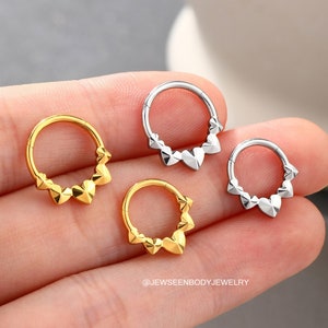 16G Helix Hoop Earring/Tragus Piercing/Minimalist Earrings/Cartilage Hoop/Daith Jewelry/Conch Hoop/Nose Jewelry/Heart Silver Septum