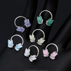 16G Septum Ring/Nose Ring Hoop/Helix Earring/Glow in the Dark/Tragus Jewelry/Cartilage Piercing/Daith Earring/Valentines Day/Valentines Gift