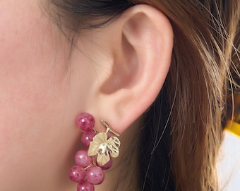Pendientes de verano, pendientes de frutas, pendientes colgantes de racimos de uvas (par) - Joyas caprichosas inspiradas en la naturaleza