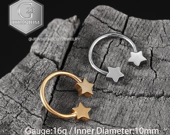 G23 Titanium Star Septum Ring: 16g Cartilage Piercing