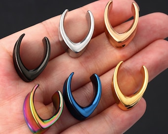 Pairs Tear Drop Gauge Plug Earrings/V Shaped Ear Plugs/Stainless Steel Ear Tunnels/Vintage Gauge Earrings/Expander Stretchers/Tunnel Plugs