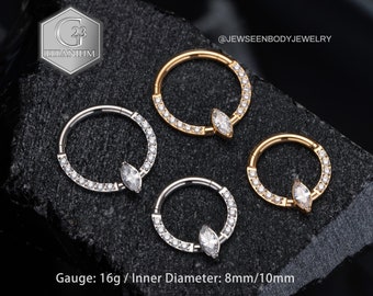 G23 Titan Daith Hoop / Cubic Zirkonia Septum Ring / Gold Knorpel Hoop / Daith Ohrring / Tragus Ohrring / Helix Piercing Conch Schmuck