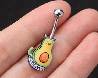 Avocado Belly Button Ring/14G Belly Ring/Surgical Steel Belly Piercing/Navel Ring/Navel Jewelry/Belly Barbell/Black Friday/Christmas Gift