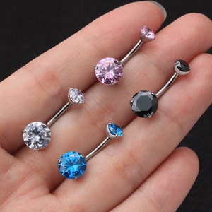 G23 Titanium Belly Button Ring/14G Belly Ring/Double CZ Navel Ring/Belly Piercing/Belly Jewelry/Navel Ring/Christmas Gift/Black Friday