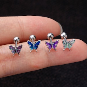 16G Cartilage Earring/Tragus Earring/Butterfly Conch Earrings/Helix Earrings/Tragus Studs/Cartilage Stud/Valentines Gifts for her