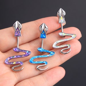 14G Wąż Pępek Kolczyk/Kolczyk do pępka/Piercing pępka/Hantla do pępka/Kolczyk do pępka/Zakrzywiona sztanga/Biżuteria do pępka/Piercing na Halloween/Czarny Piątek