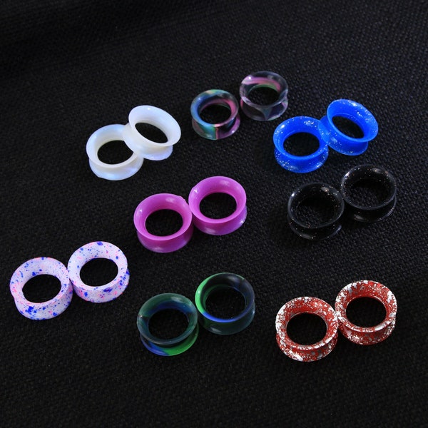 16Pcs Soft Silicone Gauges/6g to 1'' Double Flared Tunnels/Ear Gauges/Silicone Plug/Gauge & Plug Earrings/Valentines Gifts for her