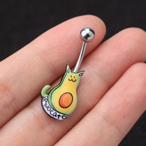 Avocado Belly Button Ring/14G Belly Ring/Surgical Steel Belly Piercing/Navel Ring/Navel Jewelry/Belly Barbell/Black Friday/Christmas Gift