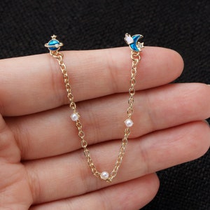 16G Orecchino di cartilagine/Orecchino a catena/Polsino dell'orecchio/Piercing all'elica/Gioielli del trago/Doppio piercing/Perno della cartilagine/Orecchino a perno/Giorno di San Valentino