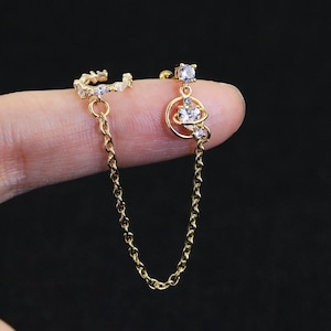 16G Cartilage Stud/Cartilage Chain Earring/Ear Cuff/Helix Piercing/Tragus Jewelry/Stud Earring/Helix Stud/Valentines Gifts for her