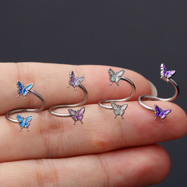 Pendientes de cartílago retorcido 16g mariposa retorcida barra pendiente caracola pendientes hélice pendiente / cartílago piercing / regalos de San Valentín para ella