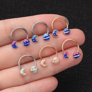 16G Septum Ring/Glow in the Dark/Smiling Daith Earring/Planet Cartilage Earring/Helix Piercing/Tragus Jewelry/Hoop Earring/Conch/Gift