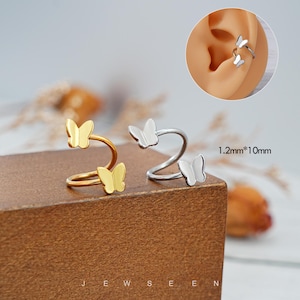 16g Twisted Cartilage Earrings Butterfly Twisted Barbell Earring/Conch Earrings/Helix Earring/Cartilage Piercing/S stud/Lip jewelry