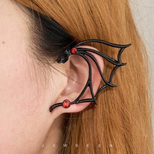 Halloween Dragon Ear Cuff - Gothic Black Dragon Wings - A Pair