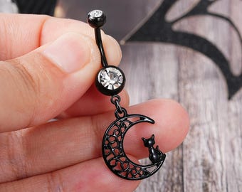 Gothic Angel Of Dore Belly Ring – 14g Stainless Steel With Clear CZ – Navel Jewelry