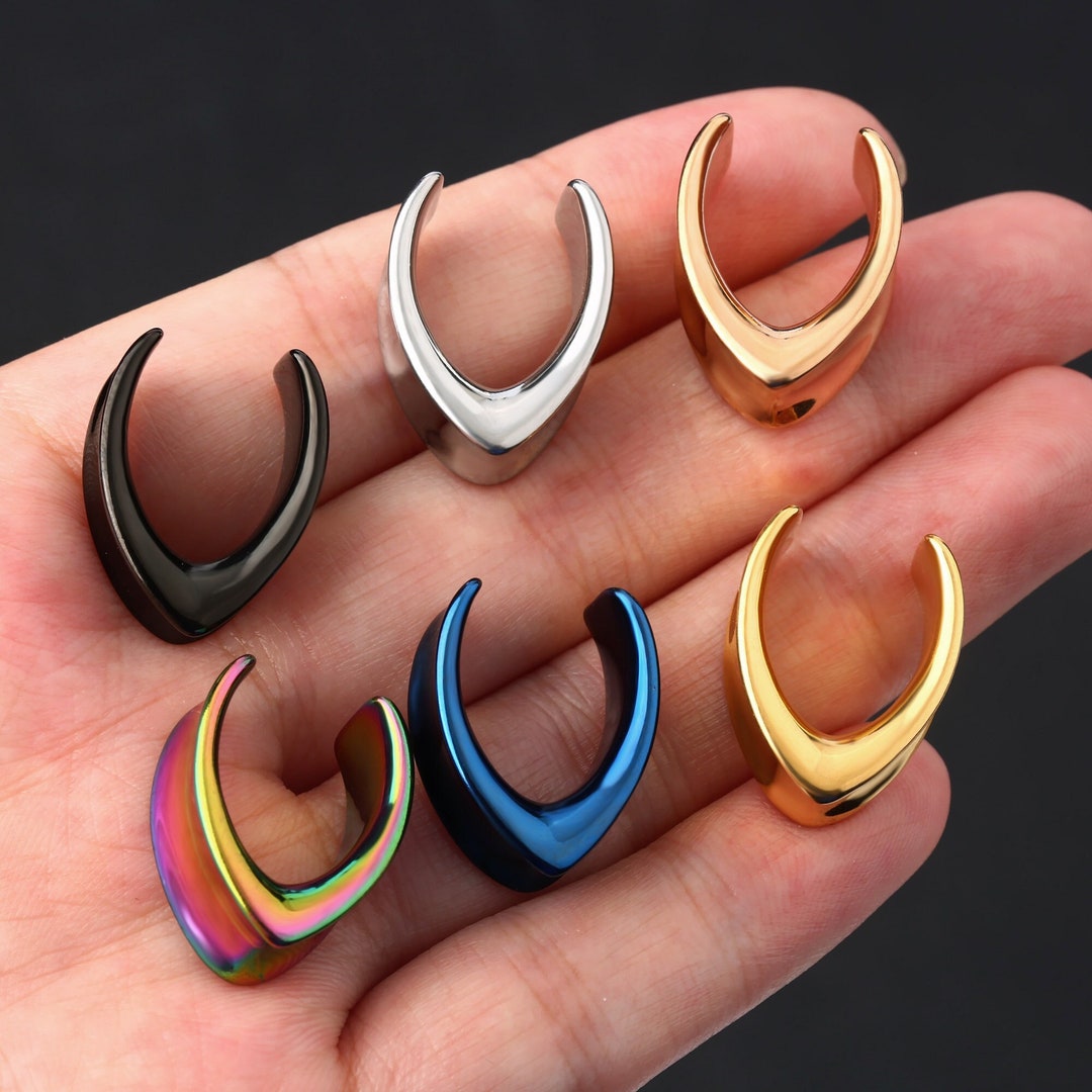 Pairs Tear Drop Gauge Plug Earrings/v Shaped Ear Plugs/stainless Steel