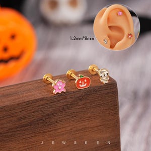 3PCS Halloween Cartilage Earring/Helix Stud/Tragus Piercing Jewelry/Conch Lobe Earring/Minimalist Earring/Halloween Jewelry/ Stud Earring