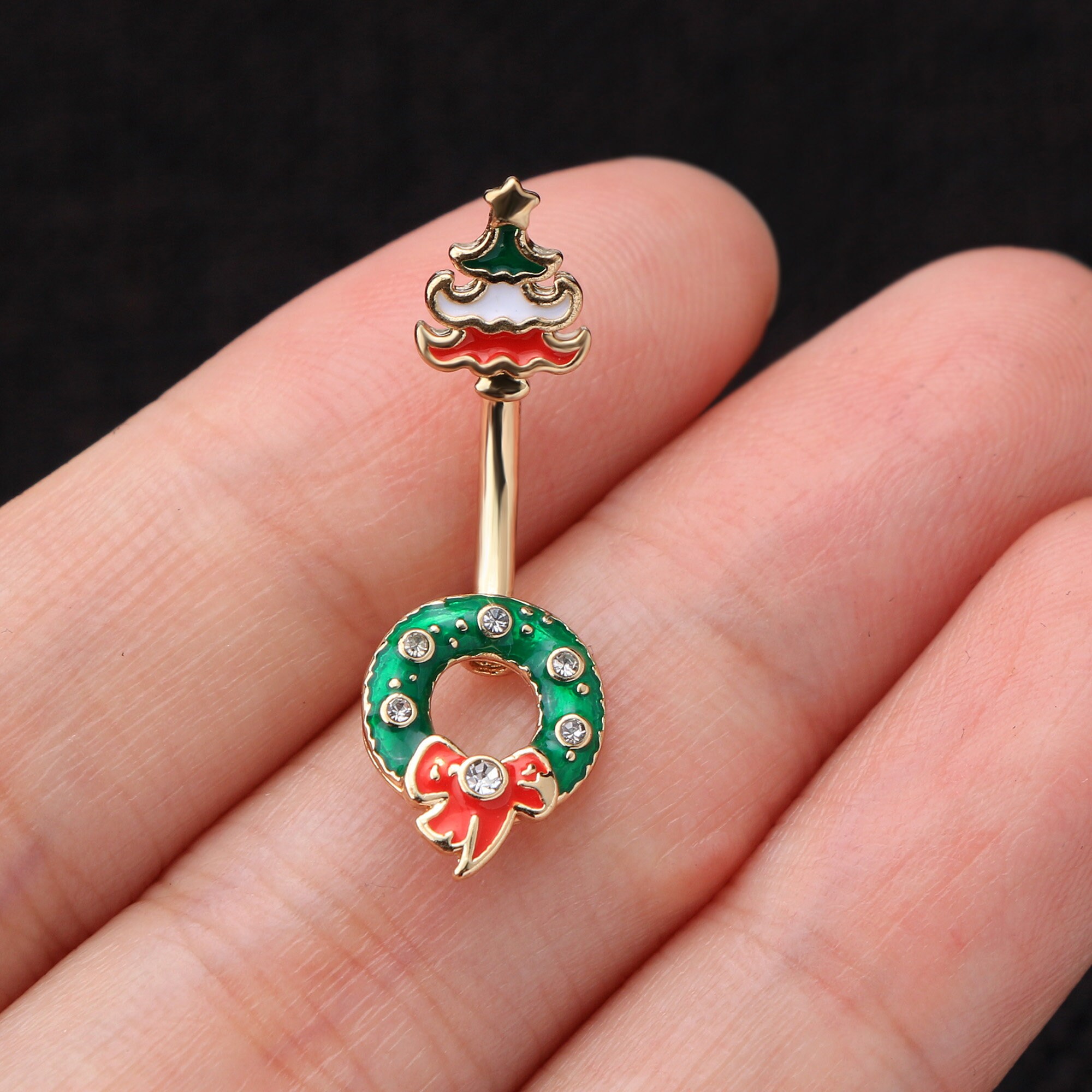 Christmas Belly Button Ring/ 14g Navel Ring/ 316L Stainless Etsy