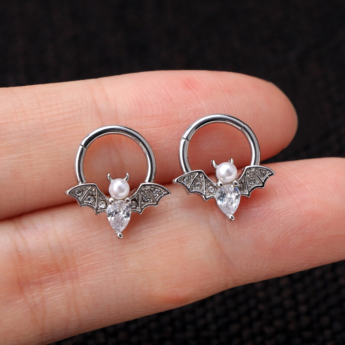 16g Bat Hinged Segment Ring / Hinged Nose Ring / Septum Ring / Etsy